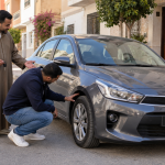 مشتري مغربي يفحص سيارة مستعملة مع مالكها