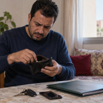 سائق مغربي يبحث في محفظته بعد ضياع رخصة السياقة