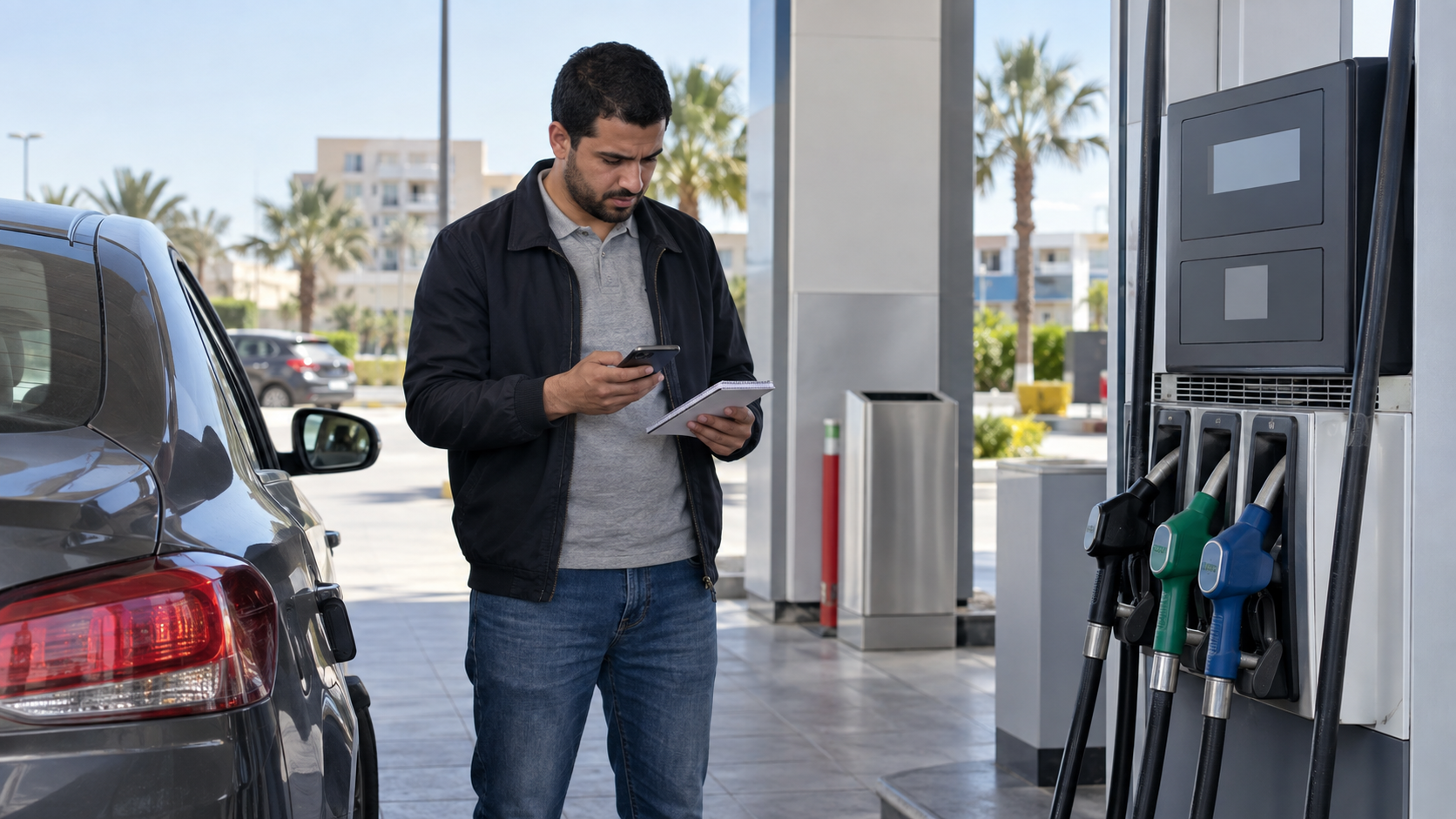 تسجيل تعبئة الوقود والمسافة المقطوعة